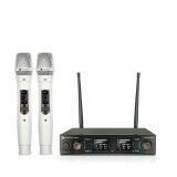 MICROFONE SEM FIO KADOSH K502M BASTÃO DUPLO UHF BRANCO