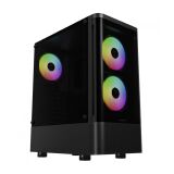 GABINETE GAMER GAMDIAS TALOS E3 CG ATX COM 3 FANS ARGB PRETO