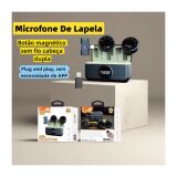 MICROFONE LAPELA DUPLO SEM FIO PROFISSIONAL MAGNETICO EL-1847  TIPO C E IPHONE LIGHTNING