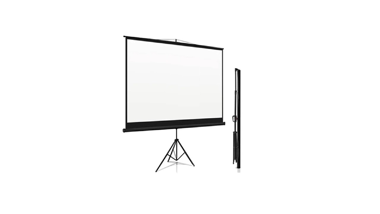 TELA PROJECAO RETRATIL 80 POLEGADAS BRANCA GBMUSICAL COM TRIPÉ (L X A X ...