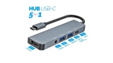 HUB USB TIPO C HDMI USB 3.0 5 EM 1 TIPO-C 2 USB 1P2 LOTUS LT-T502