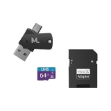 CARTAO DE MEMORIA MICRO SD 64GB MULTILASER CLASSE 10 C/ ADAPTADOR SD E USB MC152
